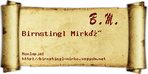 Birnstingl Mirkó névjegykártya
